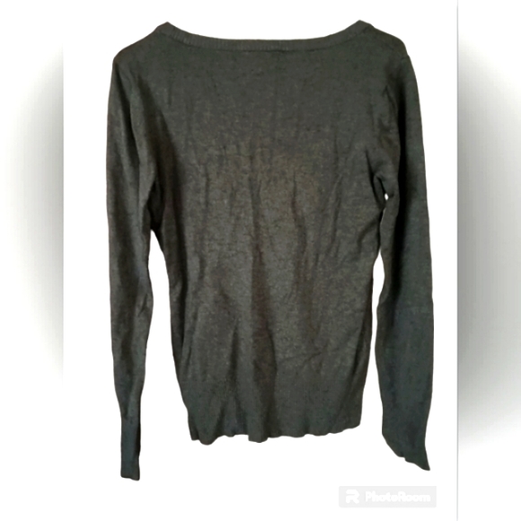 Women's Guess Gray Scoop neck Sweater with Silver Sequin Bling 💎 logo - Picture 5 of 5